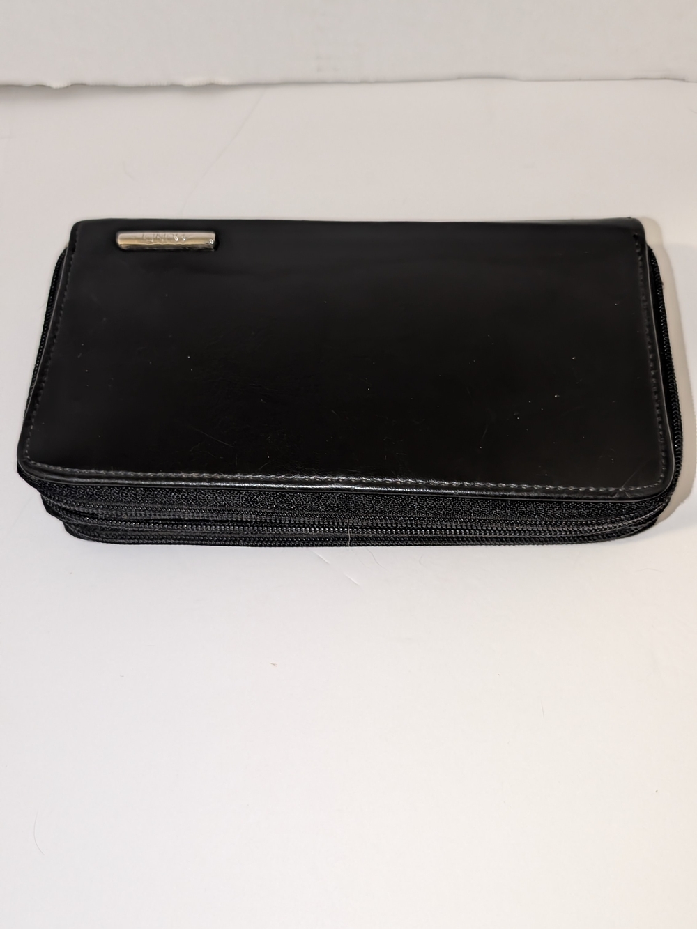 Black Leather Zip Wallet Organizer Mundi